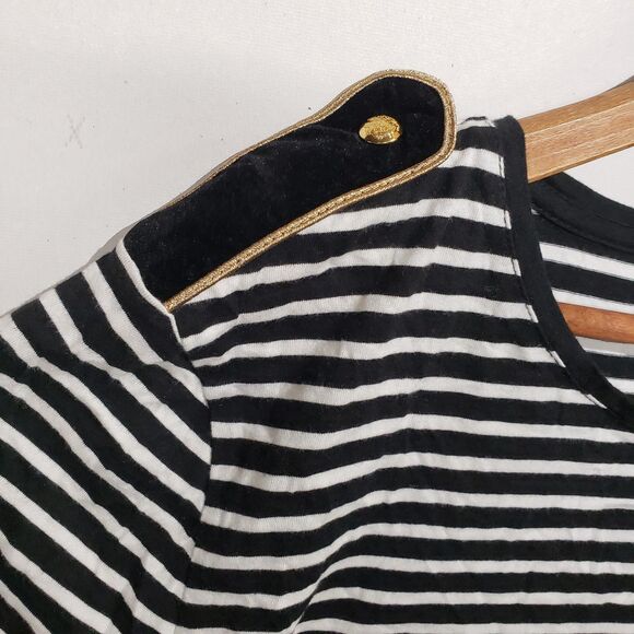 Lauren Ralph Lauren Womens Striped Short Sleeve Shoulder Detail Large READ - Picture 4 of 6